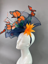 Load image into Gallery viewer, Navy and Orange Kentucky Derby Hat