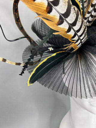 BLACK PHEASANT CRINOLINE FASCINATOR