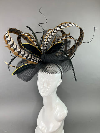 BLACK PHEASANT CRINOLINE FASCINATOR