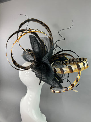 BLACK PHEASANT CRINOLINE FASCINATOR