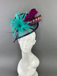 Royal Blue Fascinator Derby Hat on Headband, several colors avail, Chu –  The Hat Hive