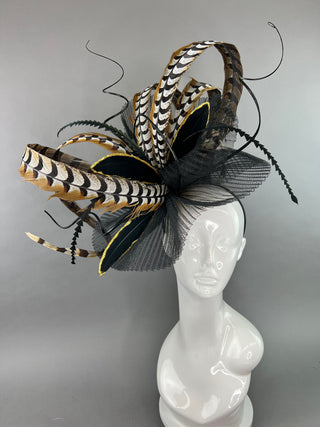 BLACK PHEASANT CRINOLINE FASCINATOR