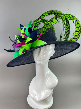 NAVY BLUE AND GREEN DERBY HAT