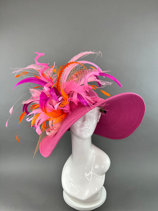 PINK AND ORANGE FLOPPY HAT