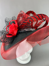 Load image into Gallery viewer, BLACK FLOPPY HAT WITH RED LADY AMHERST FEATHERS