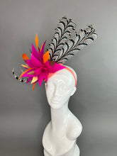 Load image into Gallery viewer, FUCHSIA AND ORANGE FASCINATOR