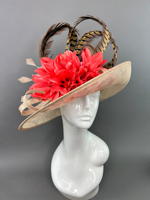 NUDE AND CORAL HAT
