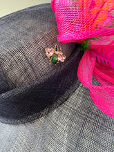 Load image into Gallery viewer, NAVY BLUE WITH FUCHSIA PINK BOW DERBY HAT
