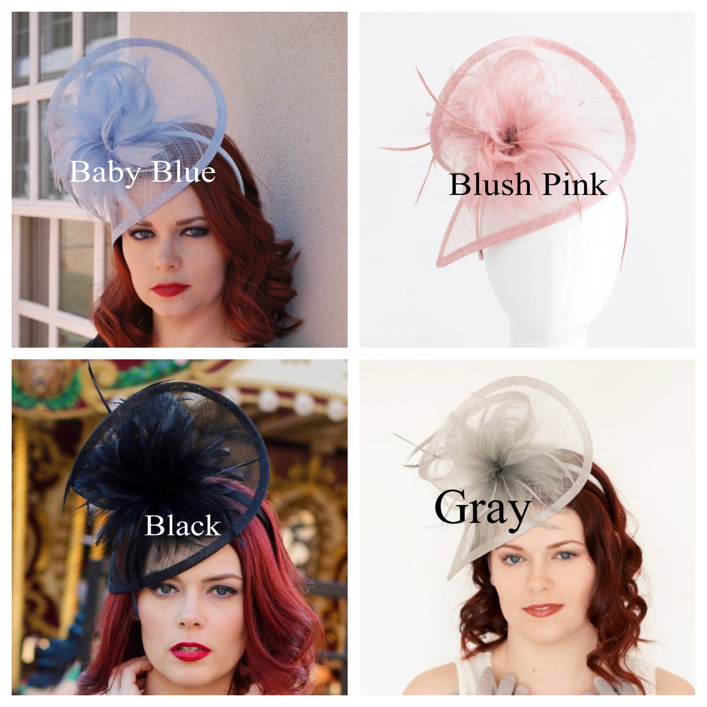 Kentucky derby hats in many different styles and colors 