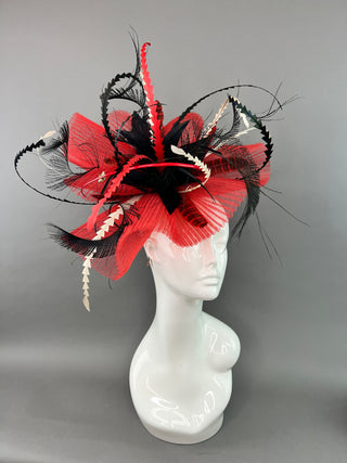 RED CRINOLINE FASCINATOR