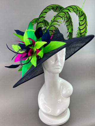 NAVY BLUE AND GREEN DERBY HAT