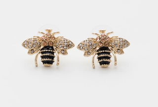 GOLD CRYSTAL BEE EARRINGS