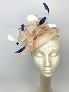 Nude and Navy Kentucky derby women's Hat 