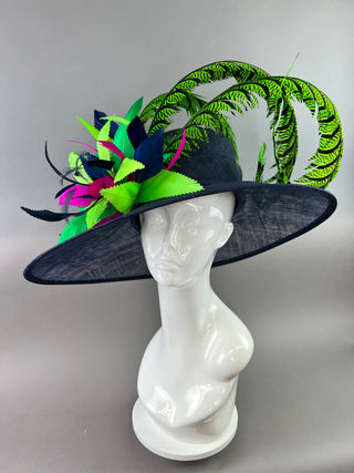 NAVY BLUE AND GREEN DERBY HAT