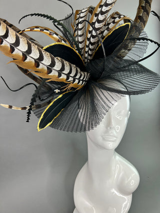 BLACK PHEASANT CRINOLINE FASCINATOR