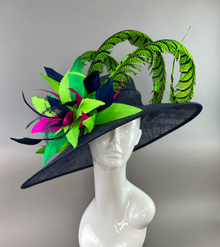 NAVY BLUE AND GREEN DERBY HAT