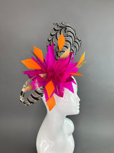 Load image into Gallery viewer, FUCHSIA AND ORANGE FASCINATOR