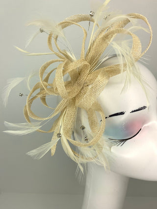 Ivory rhinestone fascinator, ivory Fascinator - The Hat Hive