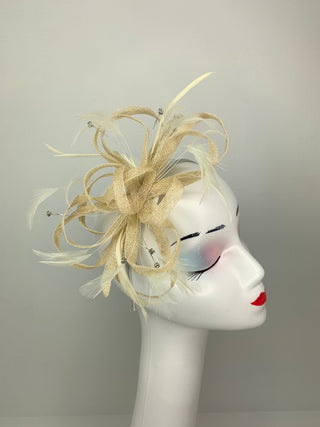 Ivory rhinestone fascinator, ivory Fascinator - The Hat Hive