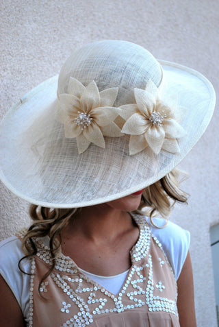 Ivory Sinamay Derby Hat - The Hat Hive