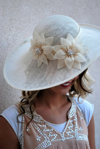 Ivory Sinamay Derby Hat - The Hat Hive