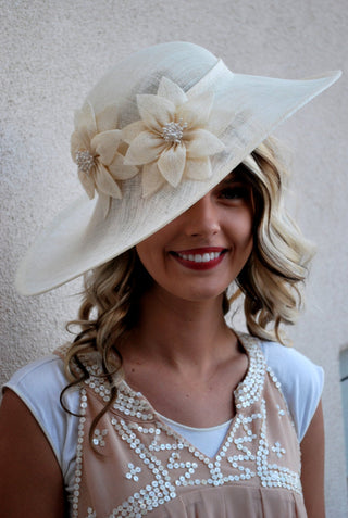 Ivory Sinamay Derby Hat - The Hat Hive