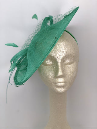 Jade Green Fascinator Hatinator Derby Hat, - The Hat Hive