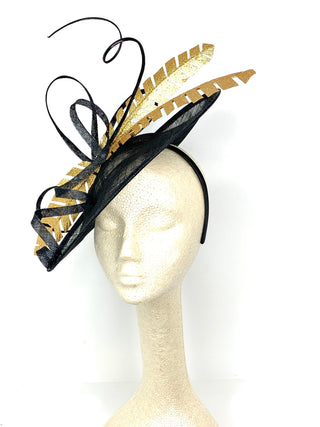 large Black and Gold, Black Derby Hat - The Hat Hive