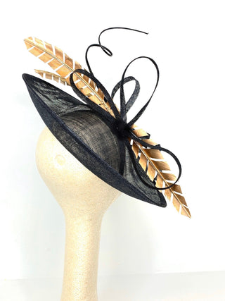 large Black and Gold, Black Derby Hat - The Hat Hive