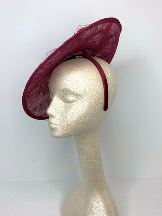 large Burgundy Fascinator Hatinator Derby Hat - The Hat Hive