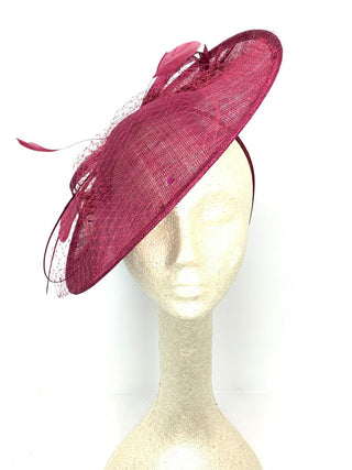 large Burgundy Fascinator Hatinator Derby Hat - The Hat Hive