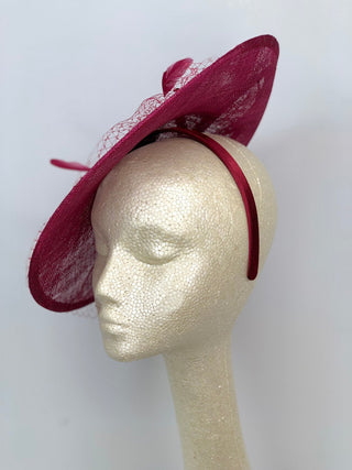 large Burgundy Fascinator Hatinator Derby Hat - The Hat Hive
