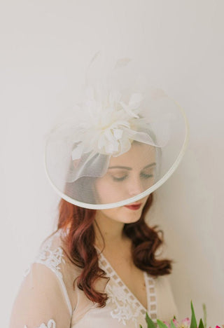 Light ivory Fascinator, The Celeste, Women's Tea Party Hat, Church Hat, Derby Hat, Fancy Hat, wedding hat, British Hat - The Hat Hive