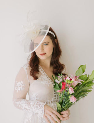 Light ivory Fascinator, The Celeste, Women's Tea Party Hat, Church Hat, Derby Hat, Fancy Hat, wedding hat, British Hat - The Hat Hive