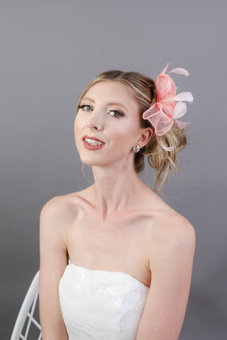 Light Pink Fascinator Flower on hair comb - The Hat Hive