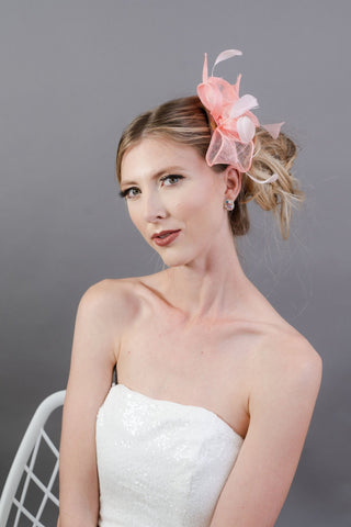 Light Pink Fascinator Flower on hair comb - The Hat Hive