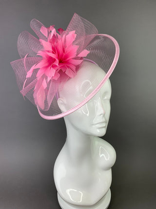 Light Pink Fascinator on headband, Women's Tea Party Hat, Hat with Veil, Church Hat, Kentucky Derby Hat, Fancy Hat, wedding hat, - The Hat Hive