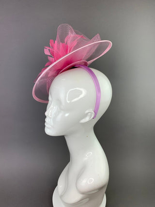 Light Pink Fascinator on headband, Women's Tea Party Hat, Hat with Veil, Church Hat, Kentucky Derby Hat, Fancy Hat, wedding hat, - The Hat Hive