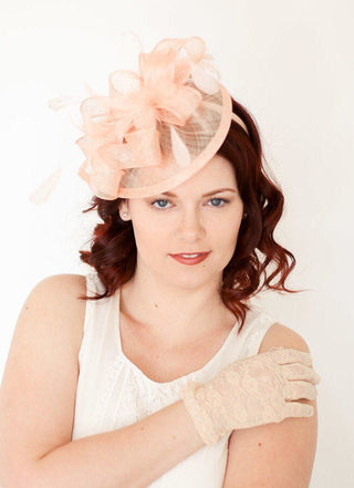 light Pink Fascinator, Tea Party Hat, Church Hat, Derby Hat, Fancy Hat, Pink Hat, Wedding Hat, British Hat, Coral Hat - The Hat Hive