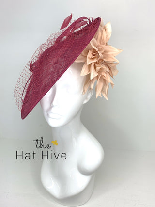 Merlot and Blush Fascinator Hatinator - The Hat Hive