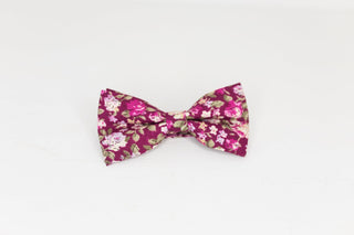 Merlot Pink and White Rose Bow Tie - The Hat Hive