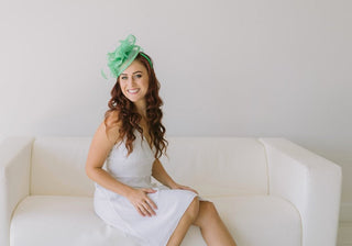 Mint Green Fascinator on headband, Available in other colors, Womens Tea Party Hat, Church Hat, Derby Hat, Fancy Hat, wedding hat - The Hat Hive