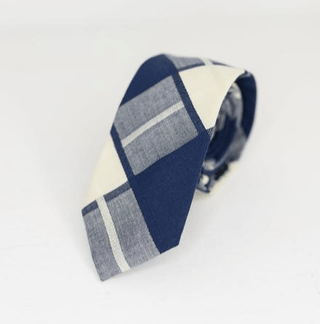 NAVY AND IVORY NECK TIE - The Hat Hive