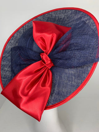 Navy and red Sinamay Derby Hat - The Hat Hive