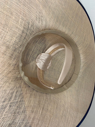 Navy and tan Sinamay Derby Hat - The Hat Hive