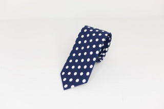 Navy and White Polka Dot Neck Tie - The Hat Hive
