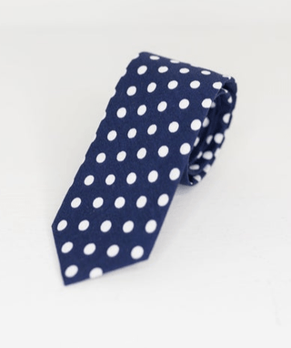 NAVY AND WHITE POLKA DOT NECK TIE - The Hat Hive