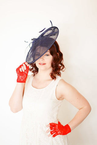 Navy Blue Fascinator Derby Hat, Tea Party Hat, Church Hat, Derby Hat, Fancy Hat, Royal Hat, Tea Party Hat, wedding hat - The Hat Hive