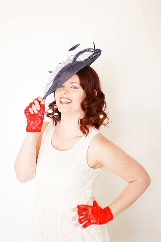 Navy Blue Fascinator Derby Hat, Tea Party Hat, Church Hat, Derby Hat, Fancy Hat, Royal Hat, Tea Party Hat, wedding hat - The Hat Hive