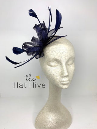 Navy Blue Fascinator, Kentucky Derby Hat, Tea Party Hat, Church Hat, Derby Hat, Fancy Hat, Navy Blue Hat, Tea Party Hat, wedding hat - The Hat Hive